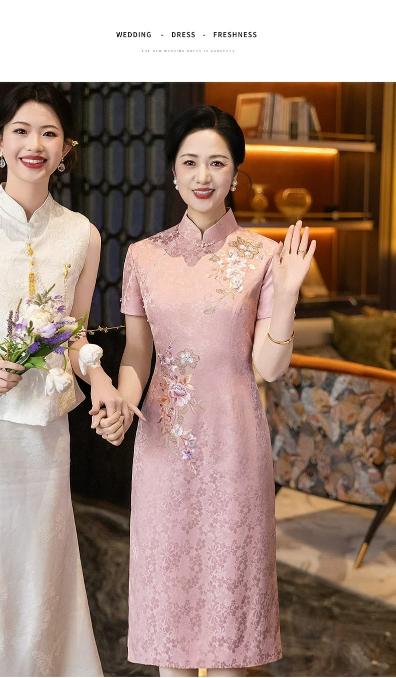 2026 새로운 결혼식 안녕하세요. 엄마 예복 고급 센스 자수 치파오 새로운 중식 시어머니 결혼 연회 로드 중 상세 이미지 17