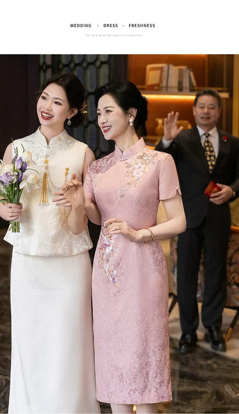 2026 새로운 결혼식 안녕하세요. 엄마 예복 고급 센스 자수 치파오 새로운 중식 시어머니 결혼 연회 로드 중 상세 이미지 18