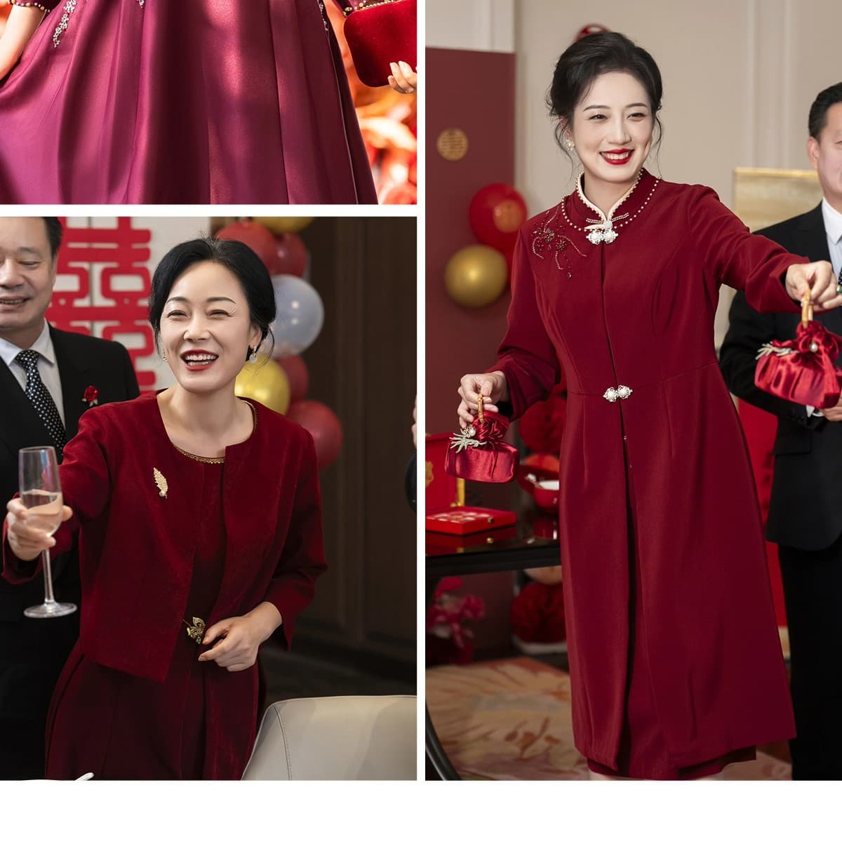 안녕하세요. 시어머니 결혼 연회 로드 중 2026 새로운 결혼 고급 엄마 토스트 예복 치파오 여성 드레스 상세 이미지 15