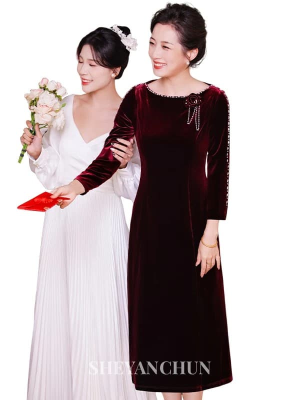 2026 새로운 금사 벨벳 예복 안녕하세요. 엄마 결혼 연회 로드 중 디스플레이 영 고급 XL 치파오 드레스 결혼 반사 이미지 5