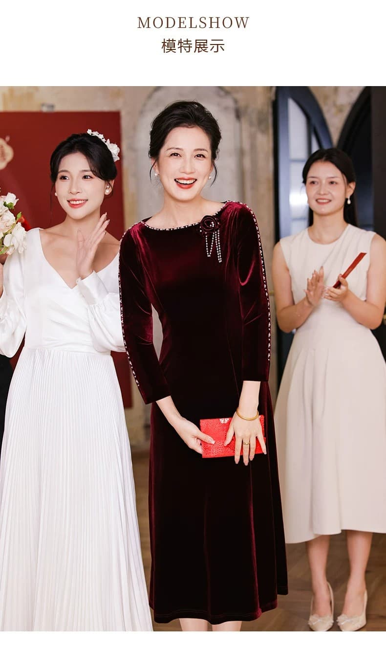 2026 새로운 금사 벨벳 예복 안녕하세요. 엄마 결혼 연회 로드 중 디스플레이 영 고급 XL 치파오 드레스 결혼 반사 상세 이미지 12