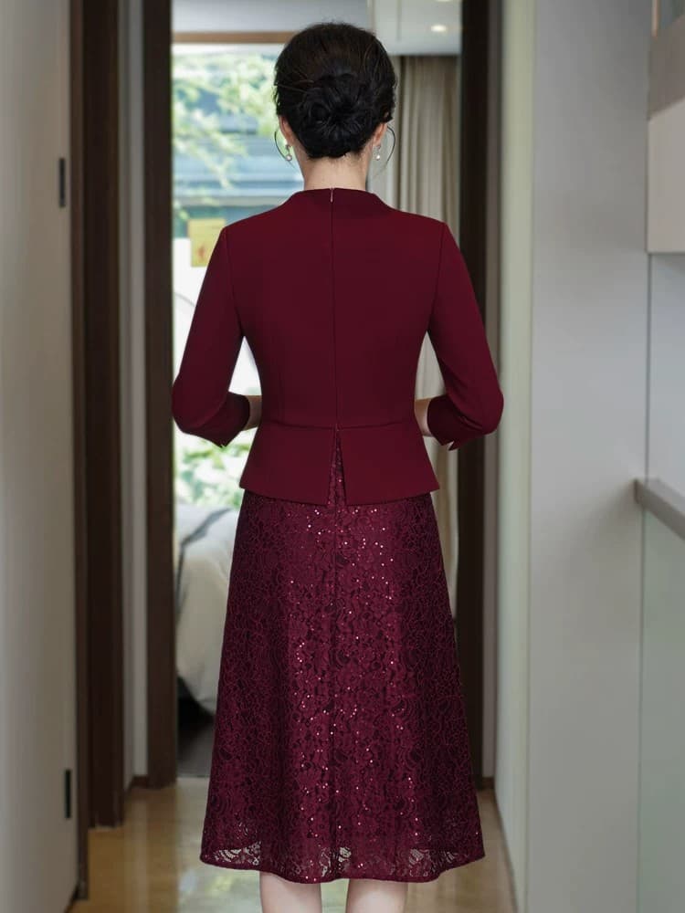 9 월 건국 안녕하세요. 시어머니 결혼 연회 로드 중 매듭 결혼식 안녕하세요. 엄마 예복 빅 사이즈 고급 페이크 레이어드 세트 고급 센스 상세 이미지 11