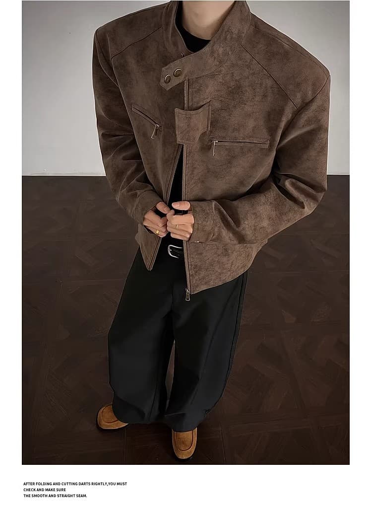 아메리칸 트렌드 가죽 재킷 재킷 남자 봄 가을 새로운 레트로 다용도 지퍼 루즈핏 오토바이 서비스 pu 가죽 자켓 트렌디 상세 이미지 5