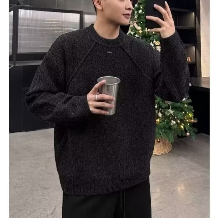빨간색 라운드 넥 스웨터 니트 스웨터 남성과 여성 조수 브랜드 잘 생긴 봄 가을 겨울 기본 셔츠 커플 품격 몸매 가꾸기 맨위 이미지 4