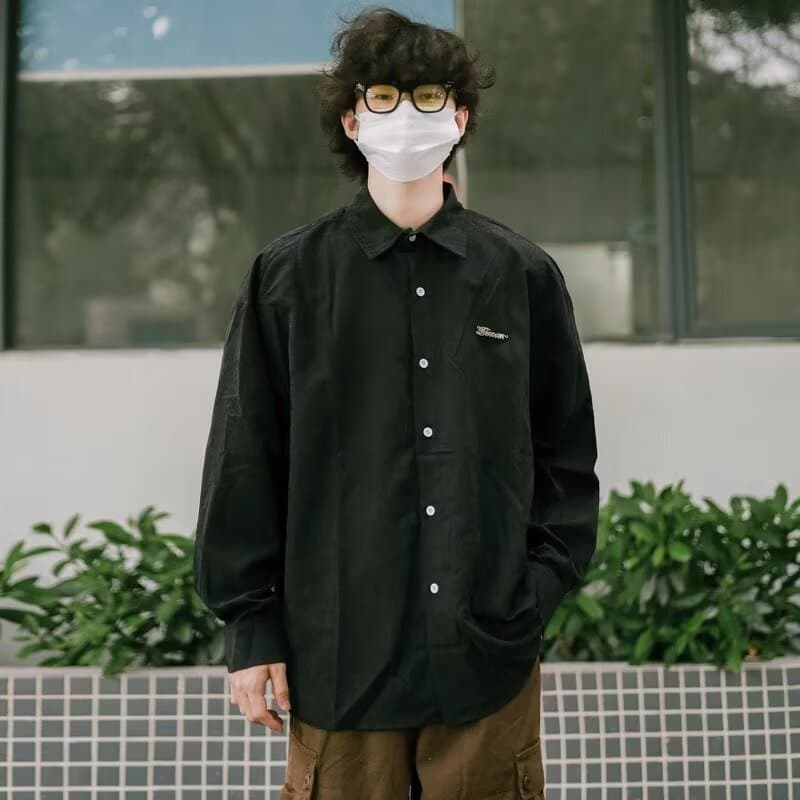 아메리칸 봄 가을 기타 단추 디자인 일본식 셔츠 남성과 여성 긴팔 새로운 다용도 셔츠 커플 같은 단락 재킷 이미지 4