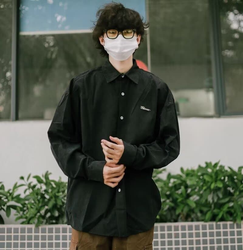 아메리칸 봄 가을 기타 단추 디자인 일본식 셔츠 남성과 여성 긴팔 새로운 다용도 셔츠 커플 같은 단락 재킷 상세 이미지 5