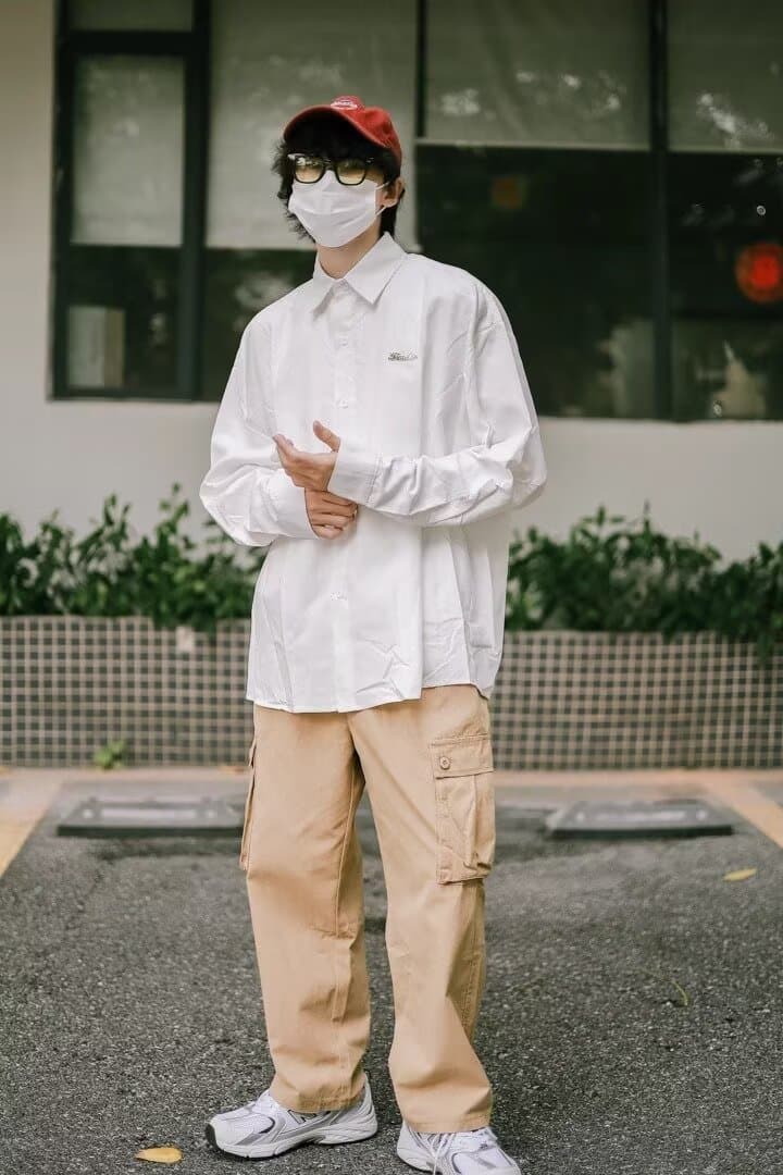 아메리칸 봄 가을 기타 단추 디자인 일본식 셔츠 남성과 여성 긴팔 새로운 다용도 셔츠 커플 같은 단락 재킷 상세 이미지 13