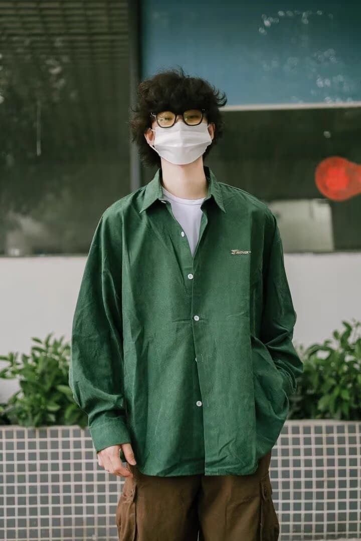 아메리칸 봄 가을 기타 단추 디자인 일본식 셔츠 남성과 여성 긴팔 새로운 다용도 셔츠 커플 같은 단락 재킷 상세 이미지 26