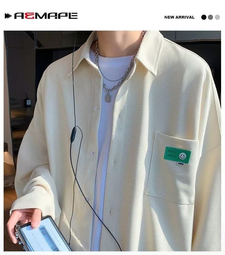 후아 남편 그리드 긴팔 셔츠 남성과 여성 봄 여름 가을 커플 캐주얼 트렌드 얇은 스타일 재킷 악당 잘 생긴 착용 가져 가라. 청소년 상세 이미지 20