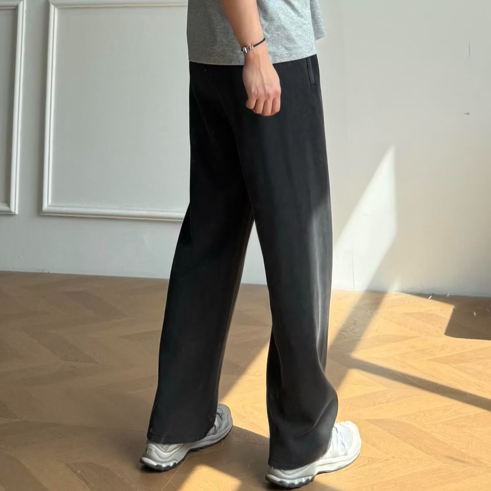 새로운 봄 가을 아메리칸 레트로 무거운 워싱 캐주얼 바지 웨이 바지 남녀 스트레이트 루즈핏 도루 센스 커플 롱 바지 상세 이미지 7