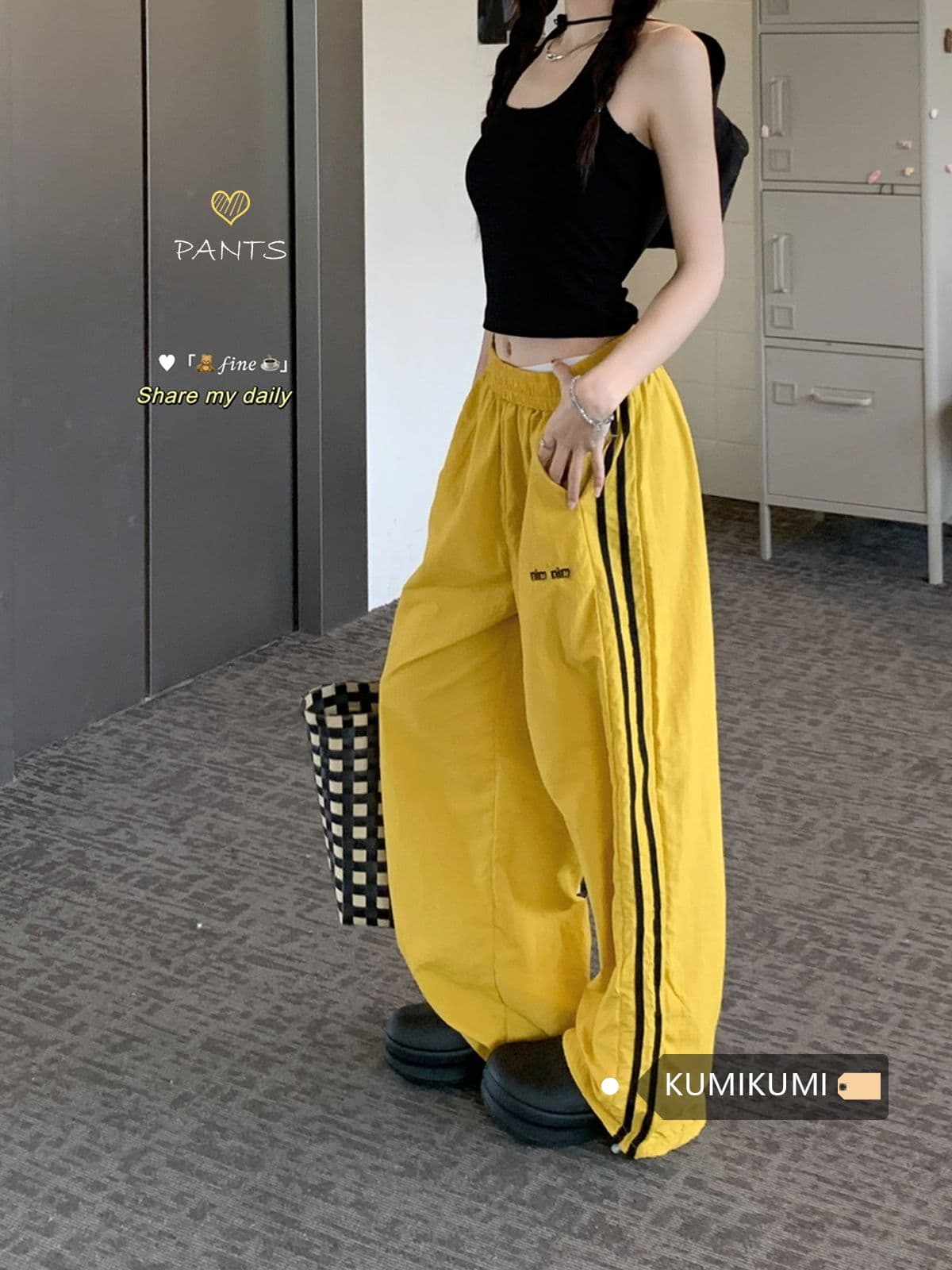아메리칸 레트로 속도 건조한 워크웨어 팬츠 남녀 도파민 루즈핏 캐주얼 커플 봄 여름 얇은 스타일 운동 와이드 레그 팬츠 어린이 상세 이미지 1