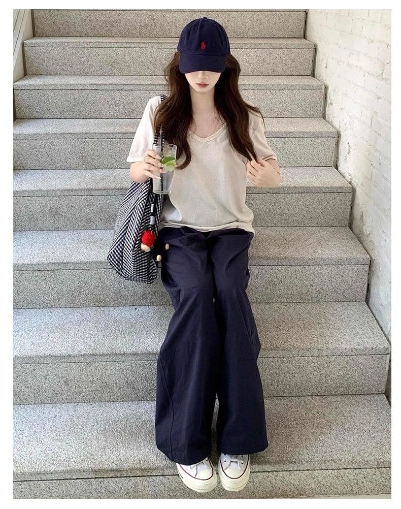 주간 실크 아마 와이드 레깅스 바지 봄 여름 오래된 돈 바람 새로운 작은 키 하이웨이스트 도루 가을 센스 스트레이트 얼음 실크 캐주얼 바지 상세 이미지 13