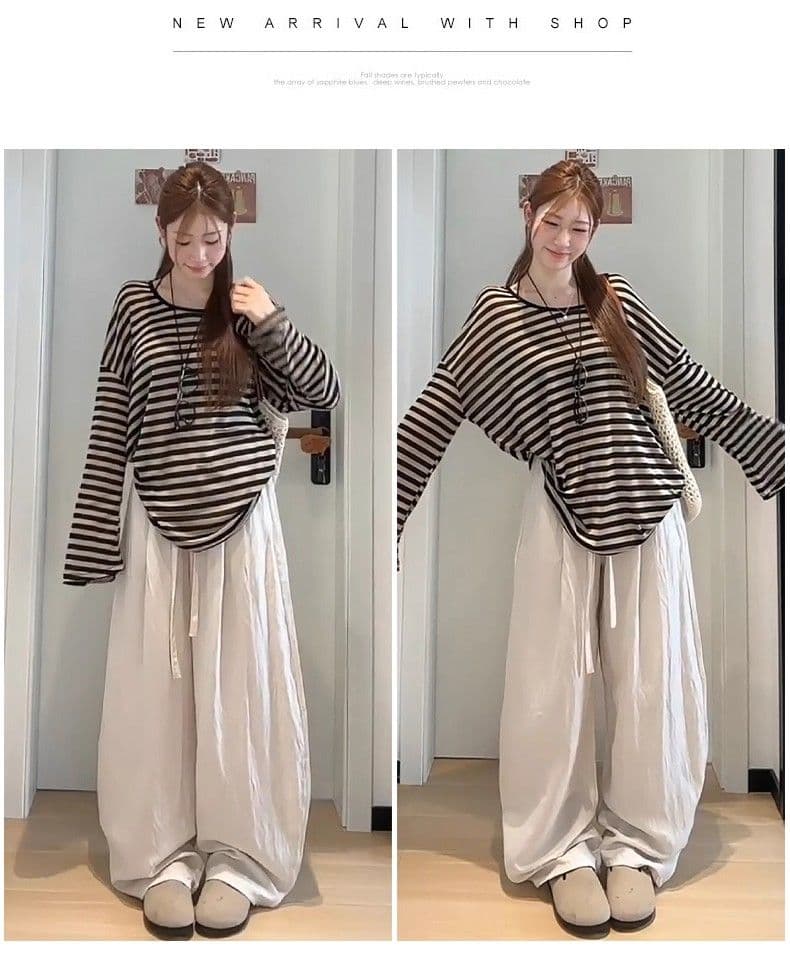 주간 실크 아마 와이드 레깅스 바지 봄 여름 오래된 돈 바람 새로운 작은 키 하이웨이스트 도루 가을 센스 스트레이트 얼음 실크 캐주얼 바지 상세 이미지 16