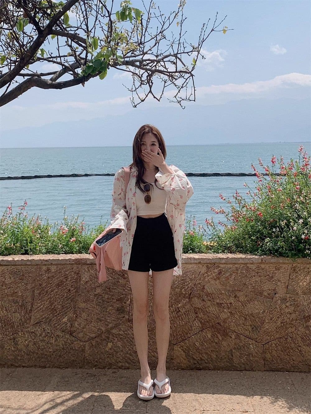 달콤함 꽃무늬 POLO 칼라 여성 셔츠 봄 여름 얇은 스타일 자외선 차단 루즈핏 다용도 오픈 가디건 부드러운 품격 작은 대중 맨위 상세 이미지 12