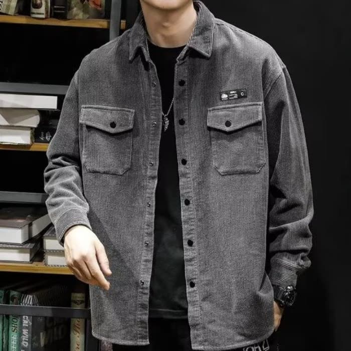 봄 가을 코듀로이 셔츠 남녀 긴팔 조수 브랜드 항구 바람 디자인 센스 셔츠 커플 악당 잘 생긴 작은 대중 루즈핏 재킷