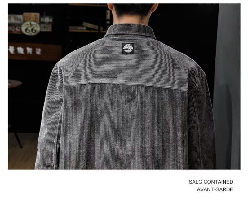 봄 가을 코듀로이 셔츠 남녀 긴팔 조수 브랜드 항구 바람 디자인 센스 셔츠 커플 악당 잘 생긴 작은 대중 루즈핏 재킷 상세 이미지 5