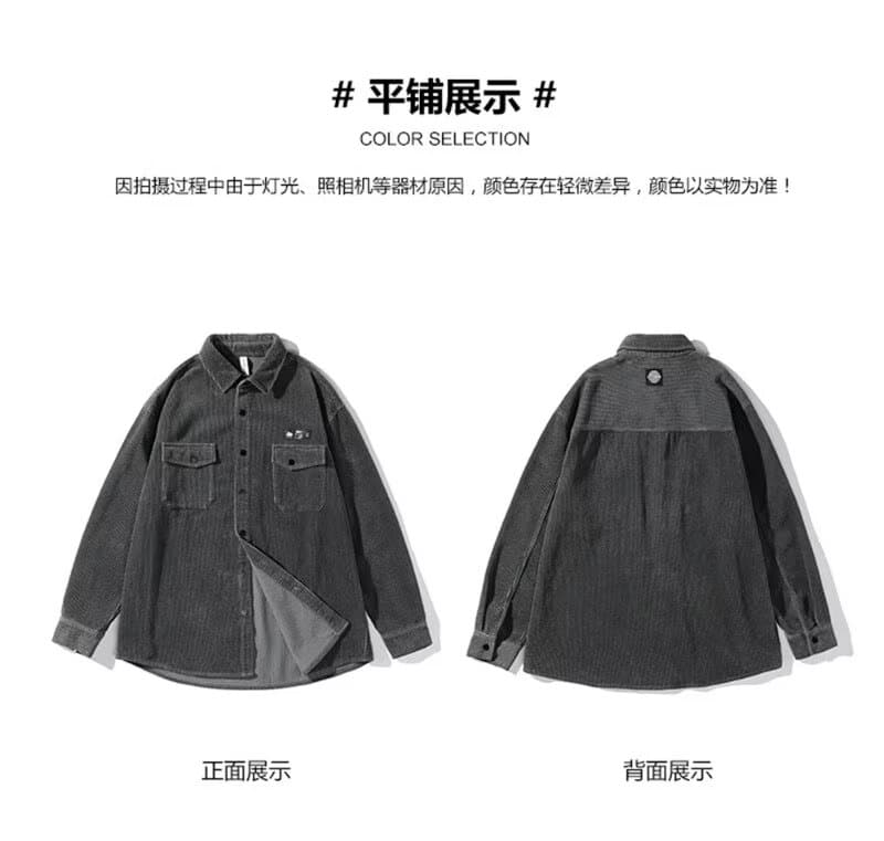 봄 가을 코듀로이 셔츠 남녀 긴팔 조수 브랜드 항구 바람 디자인 센스 셔츠 커플 악당 잘 생긴 작은 대중 루즈핏 재킷 상세 이미지 6