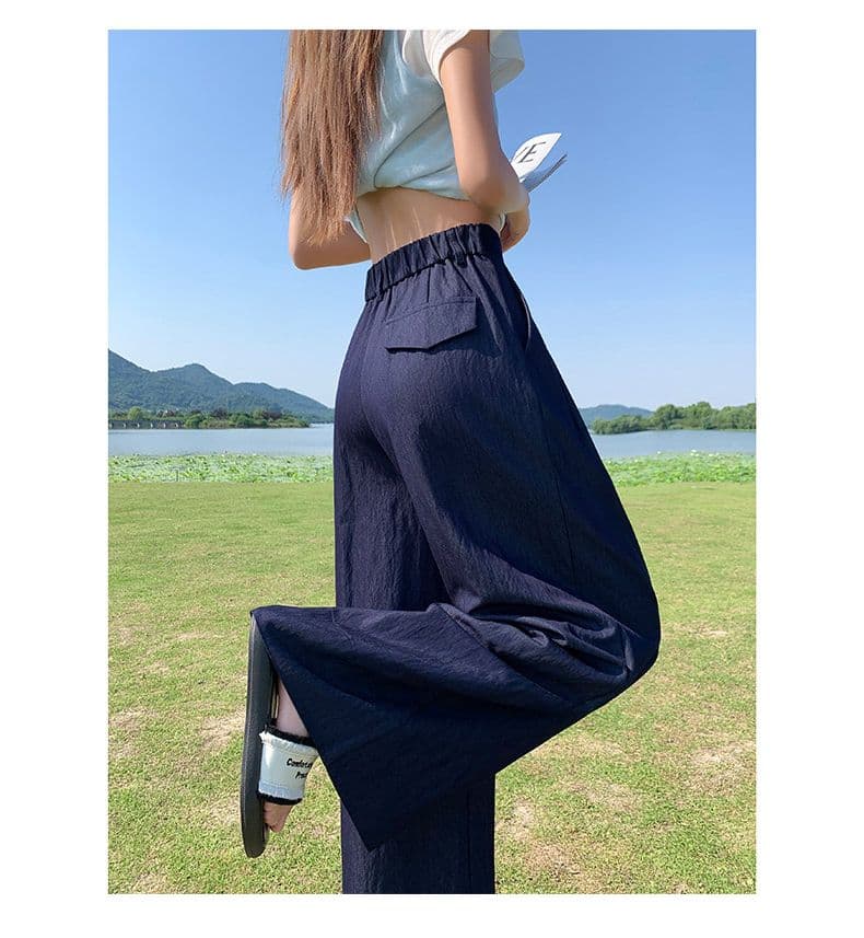 실사 고급 맞춤 주간 실크 면 린넨 수직 감기 와이드 레그 팬츠 다용도 새로운 캐주얼 루즈핏 바닥 청소 바지 상세 이미지 17