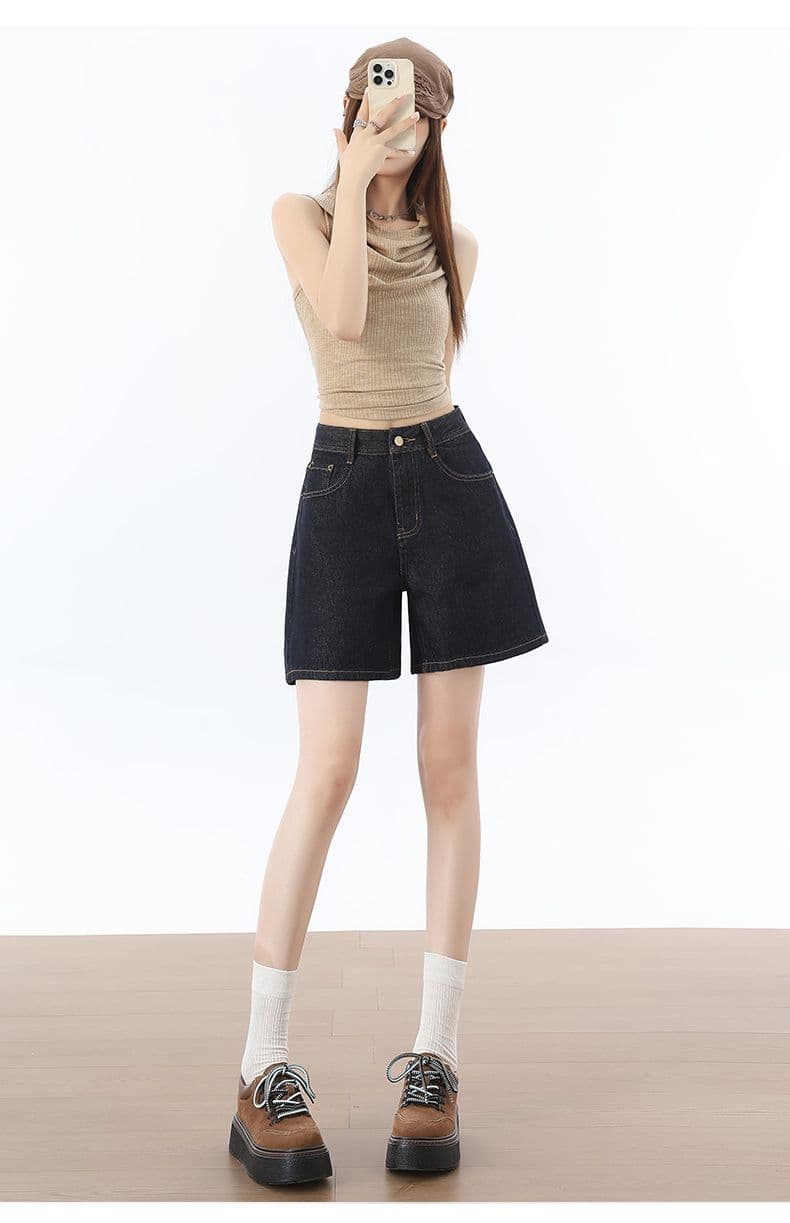 실사 단 닝 블루 자수 반바지 ykk+ 폭발 높은 품질 없음 폭탄 자수 반바지 4 점 바지 s-2xl 상세 이미지 13