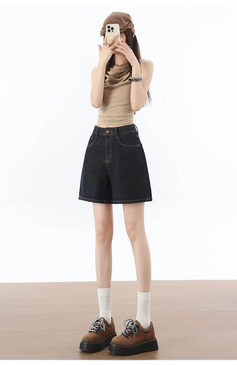 실사 단 닝 블루 자수 반바지 ykk+ 폭발 높은 품질 없음 폭탄 자수 반바지 4 점 바지 s-2xl 상세 이미지 14