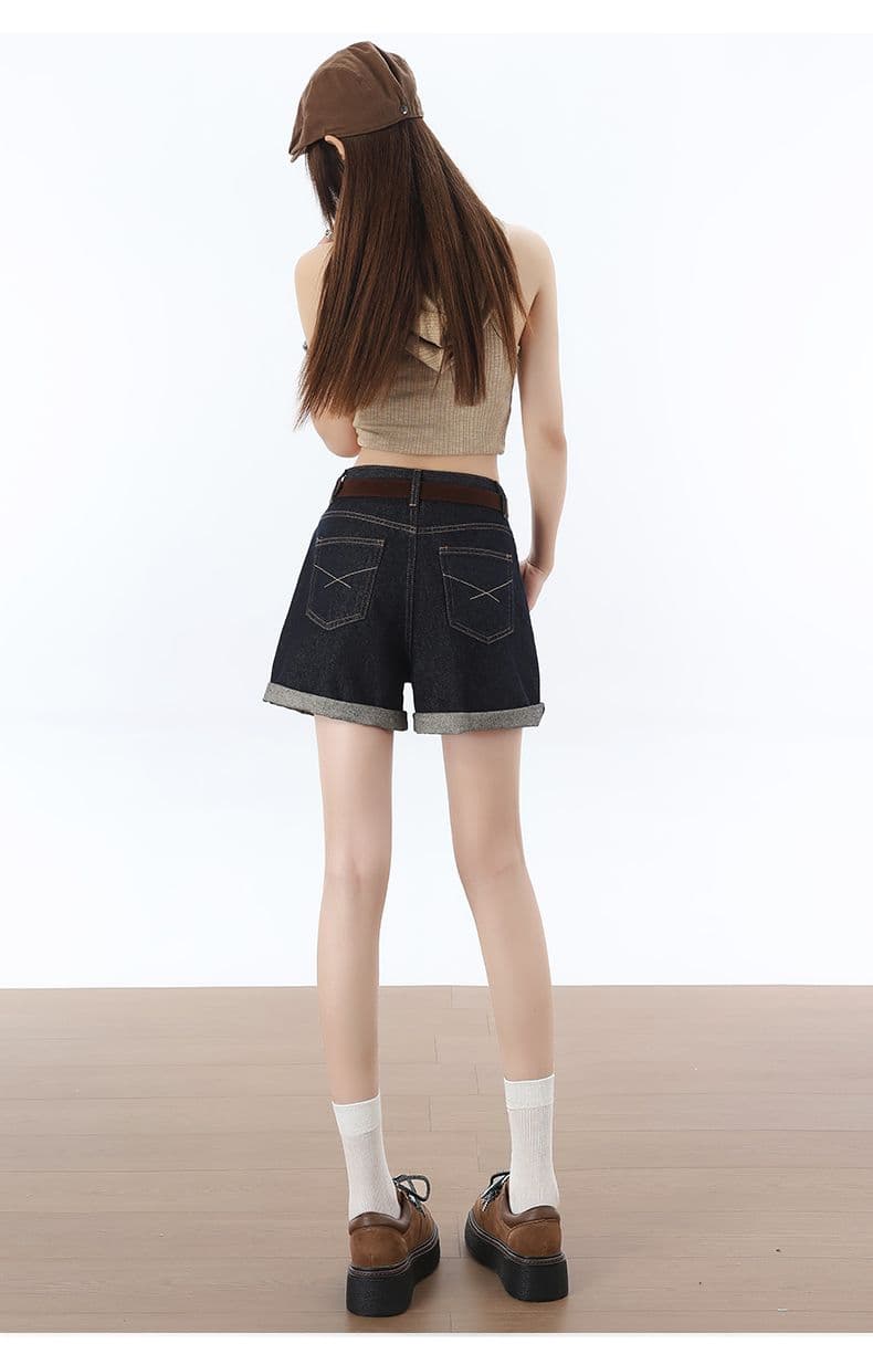 실사 단 닝 블루 자수 반바지 ykk+ 폭발 높은 품질 없음 폭탄 자수 반바지 4 점 바지 s-2xl 상세 이미지 18