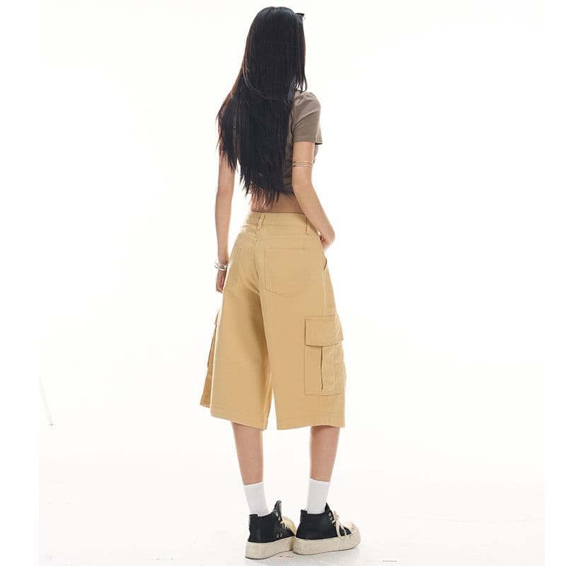 실사 여름 드레스 새로운 핫걸 바람 패션 7부 바지 워크웨어 팬츠 캐주얼 바지 여성 의류 반바지 청바지 여성 이미지 5