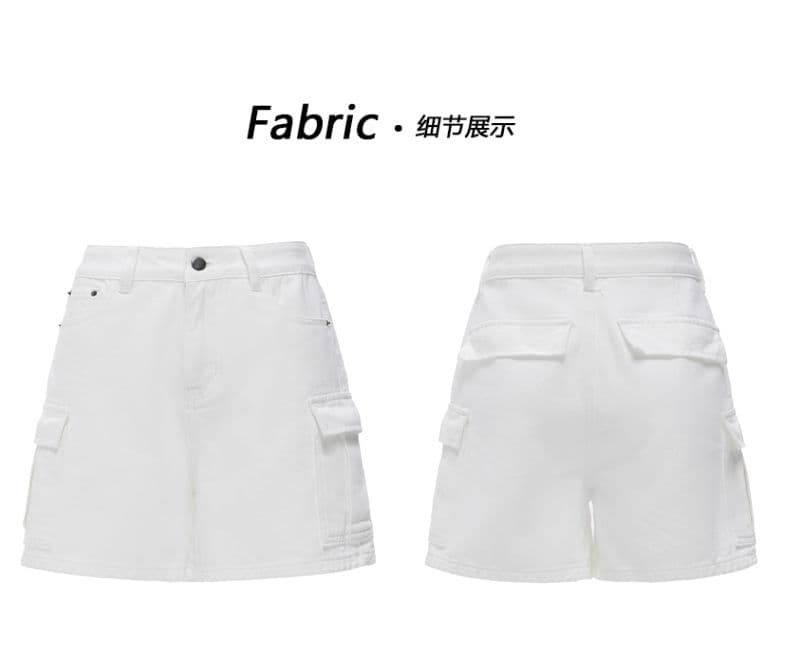 실사 워싱 마 오래된 순면 워크웨어 청바지 여성 여름 새로운 루즈핏 캐주얼 4 점 화이트 반바지 상세 이미지 5
