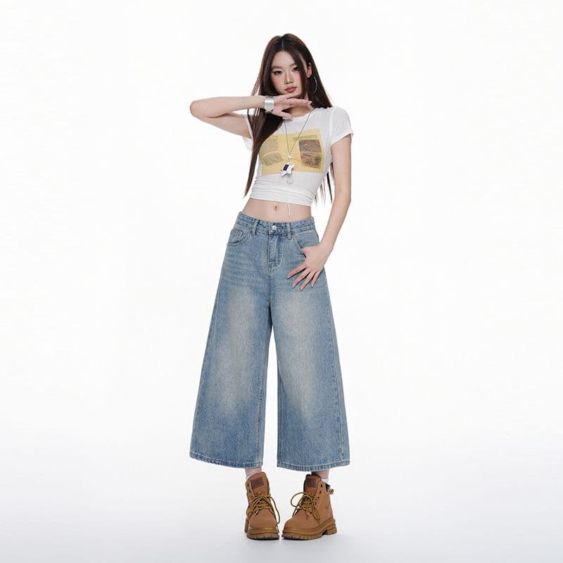 실사 여름 새로운 하늘색 얇은 스타일 8 점 청바지 여성 스트레이트 캐주얼 루즈핏 슬림해 보이는 다용도 바지 이미지 3