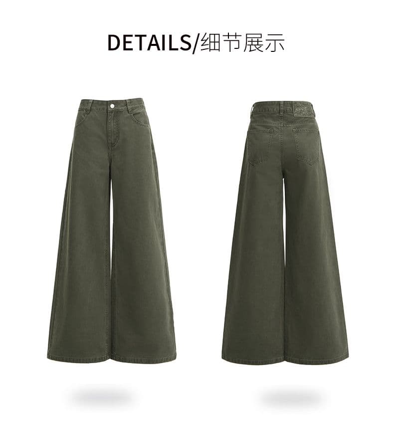 실사 아메리칸 군용 녹색 느슨함 센스 디자인 스트레이트 청바지 여성 2026 작은 대중 새로운 슬림해 보이는 와이드 레그 팬츠 상세 이미지 7