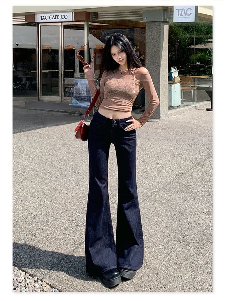 실사 높음 거리 부츠컷 청바지 2026 가을 새로운 아메리칸 핫걸 로우 웨이스트 몸매 가꾸기 원본 암소 파란색 긴 바지 상세 이미지 14