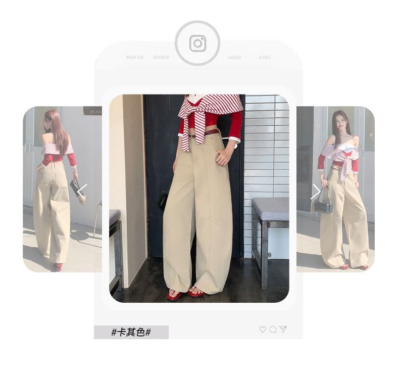 실사 가을 새로운 모통이 칼 바지 여성 데님 바지 아메리칸 높음 거리 하이웨이스트 루즈핏 넓은 다리 다용도 바닥 청소 바지 상세 이미지 9