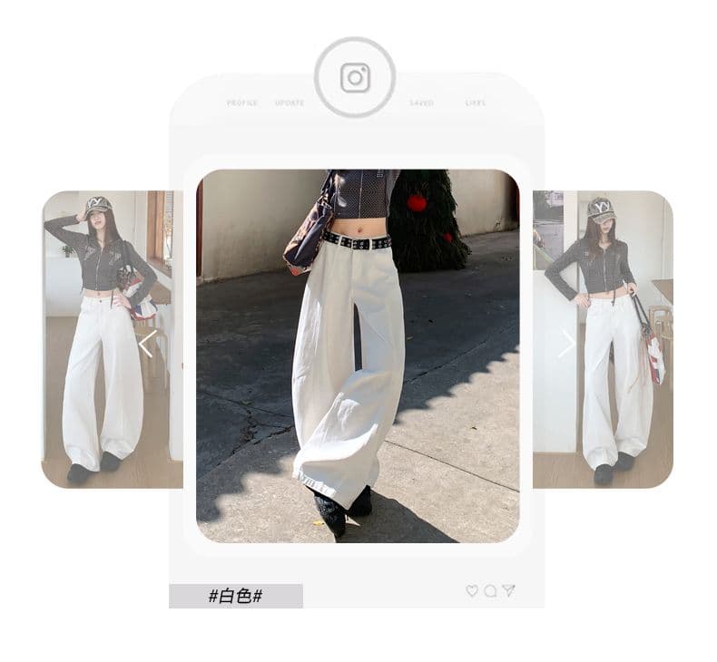 실사 가을 새로운 모통이 칼 바지 여성 데님 바지 아메리칸 높음 거리 하이웨이스트 루즈핏 넓은 다리 다용도 바닥 청소 바지 상세 이미지 18