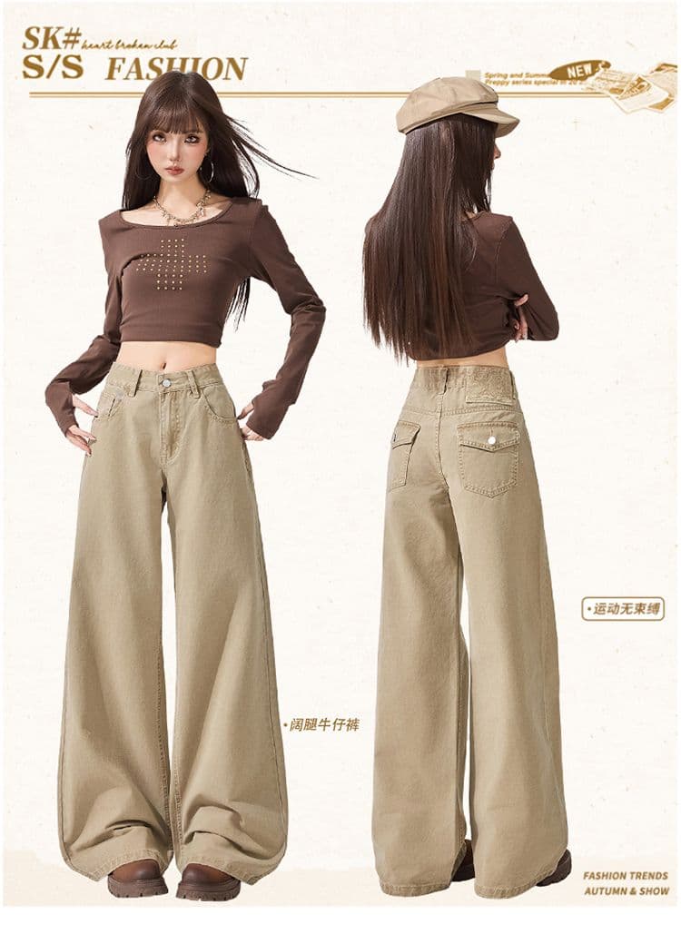 실사 가을 로우 웨이스트 워싱 루즈핏 스트레이트 아메리칸 레트로 청바지 여성 겨울 캐주얼 바지 상세 이미지 1