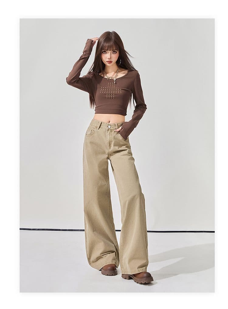 실사 가을 로우 웨이스트 워싱 루즈핏 스트레이트 아메리칸 레트로 청바지 여성 겨울 캐주얼 바지 상세 이미지 12