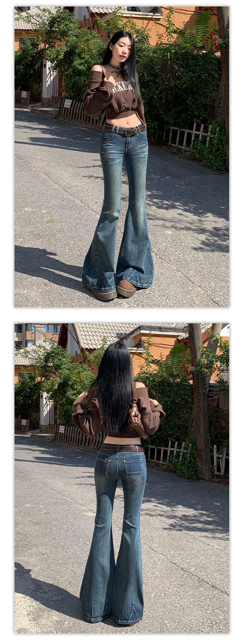 실사 가을 레트로 높음 거리 마 오래된 고양이 반드시 슬림해 보이는 신축성 부츠컷 바닥 청소 청바지 상세 이미지 8