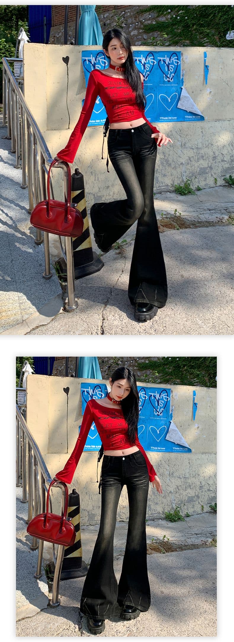 실사 가을 레트로 높음 거리 마 오래된 고양이 반드시 슬림해 보이는 신축성 부츠컷 바닥 청소 청바지 상세 이미지 20