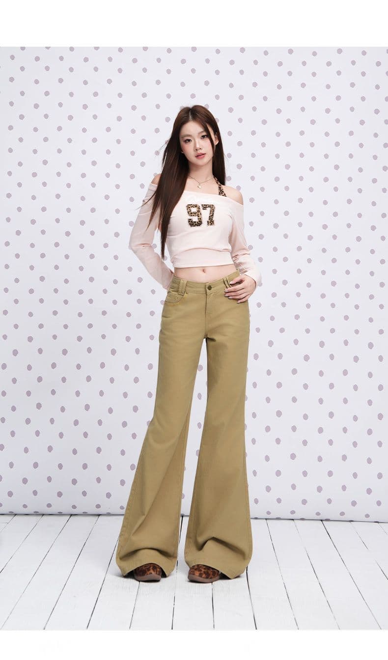 실사 카키 색 핫걸 로우 웨이스트 아니요 막대기 다리 청바지 2026 년 이른 가을 새로운 플립 커버 주머니 나팔 바지 상세 이미지 11
