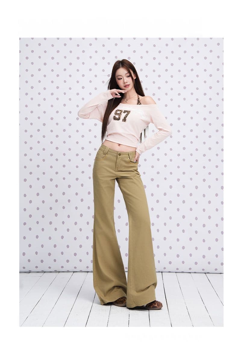 실사 카키 색 핫걸 로우 웨이스트 아니요 막대기 다리 청바지 2026 년 이른 가을 새로운 플립 커버 주머니 나팔 바지 상세 이미지 15