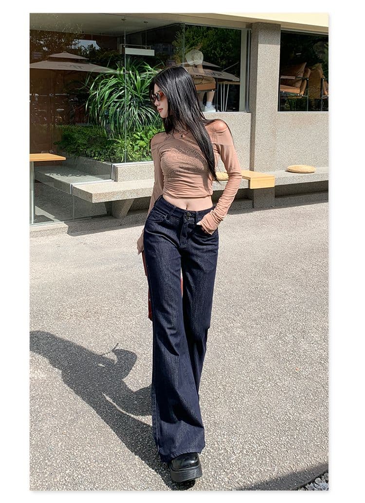 실사 부츠컷 청바지 2026 가을 새로운 아메리칸 핫걸 로우 웨이스트 몸매 가꾸기 슬림해 보이는 원본 암소 파란색 긴 바지 상세 이미지 8
