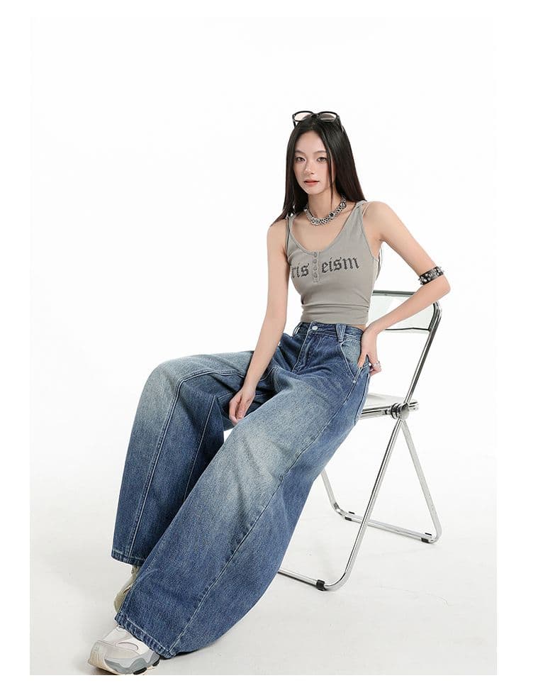 실사 워싱 레트로 블루 모통이 칼 스트레이트 청바지 2026 가을 겨울 새로운 키 큰 남자 루즈핏 와이드 레그 팬츠 상세 이미지 14