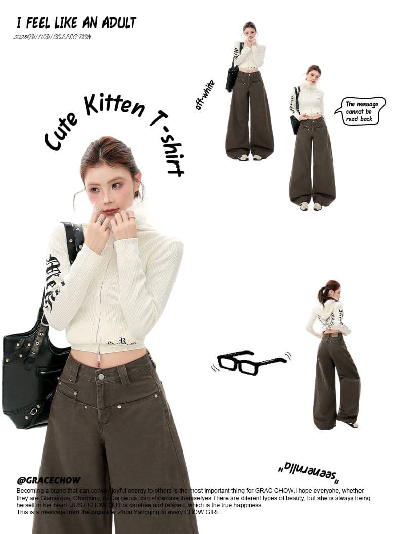 실사 레트로 작은 대중 루즈핏 넓은 다리 모통이 칼 워크웨어 팬츠 여성 레저 바닥 청소 긴 바지 여성 새로운 코코아 색상 상세 이미지 13