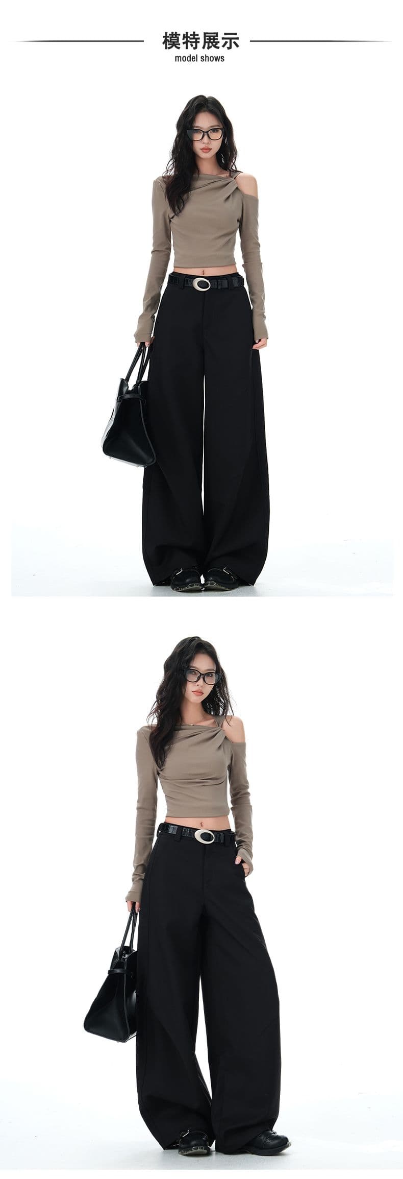 실사 캐주얼 정장 루즈핏 모통이 칼 바지 2026 봄 가을 패션 다용도 넓은 다리 바닥 청소 바지 상세 이미지 8