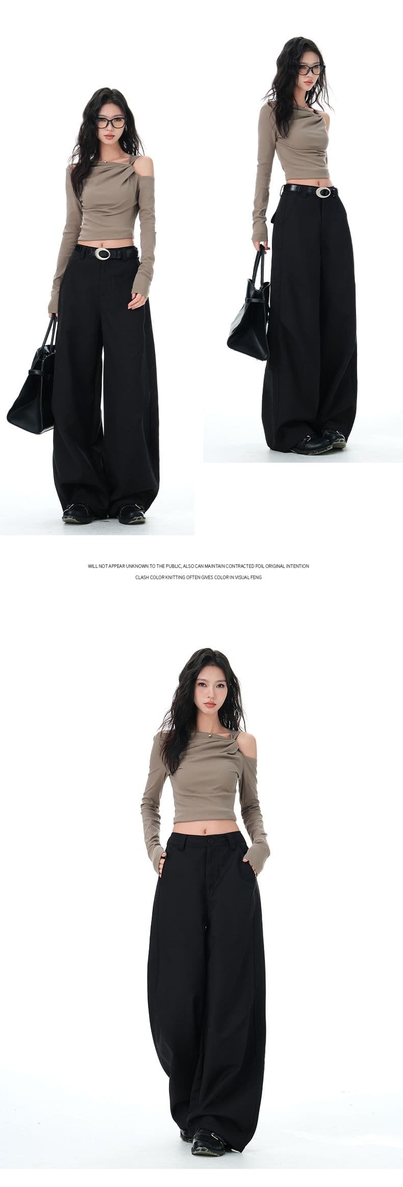 실사 캐주얼 정장 루즈핏 모통이 칼 바지 2026 봄 가을 패션 다용도 넓은 다리 바닥 청소 바지 상세 이미지 9
