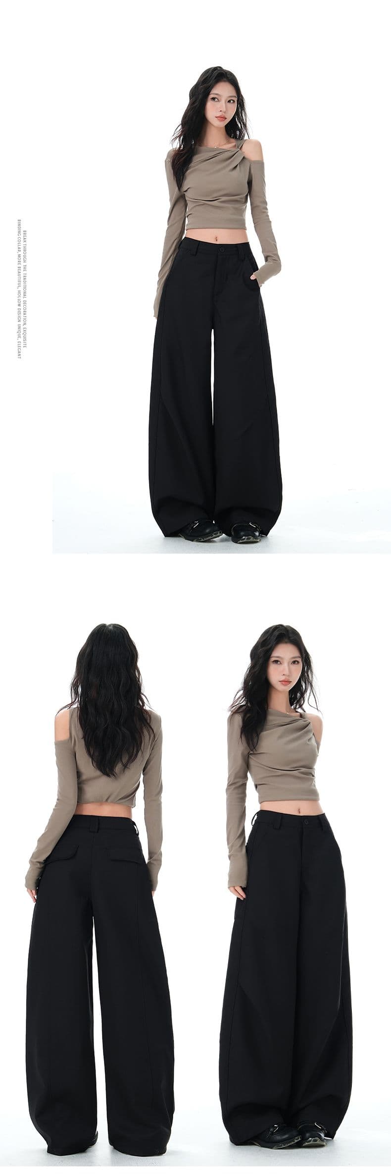 실사 캐주얼 정장 루즈핏 모통이 칼 바지 2026 봄 가을 패션 다용도 넓은 다리 바닥 청소 바지 상세 이미지 10