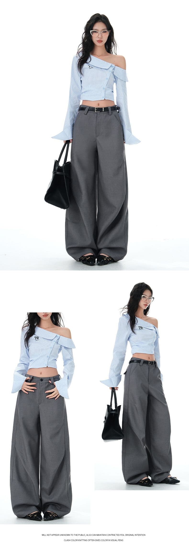 실사 캐주얼 정장 루즈핏 모통이 칼 바지 2026 봄 가을 패션 다용도 넓은 다리 바닥 청소 바지 상세 이미지 12