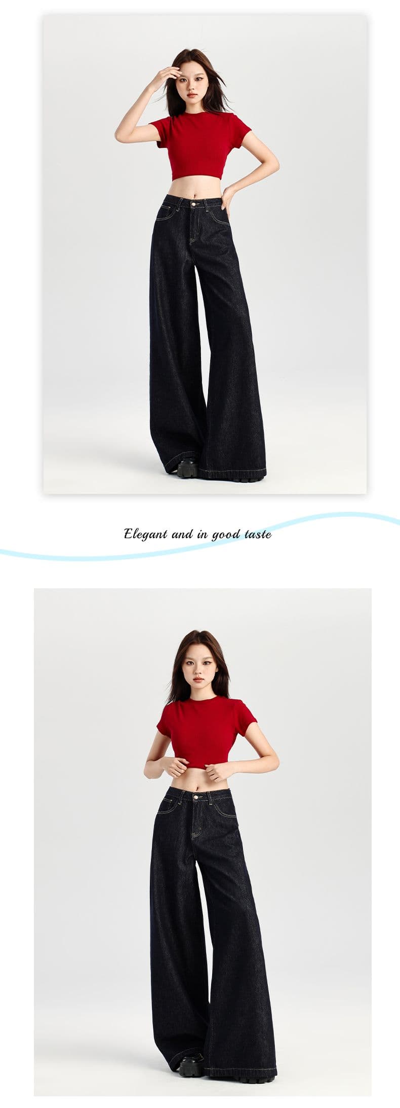 실사 아메리칸 복잡한 고대 법 일 블루 루즈핏 넓은 다리 청바지 여성 새로운 하이웨이스트 도루 센스 느긋한 와이드 레그 팬츠 상세 이미지 19