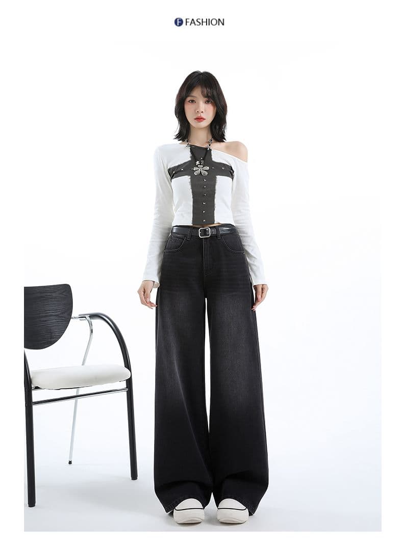 실사 봄 가을 새로운 레트로 파란색 넓은 다리 청바지 여성 스트레이트 루즈핏 다용도 캐주얼 바지 상세 이미지 24