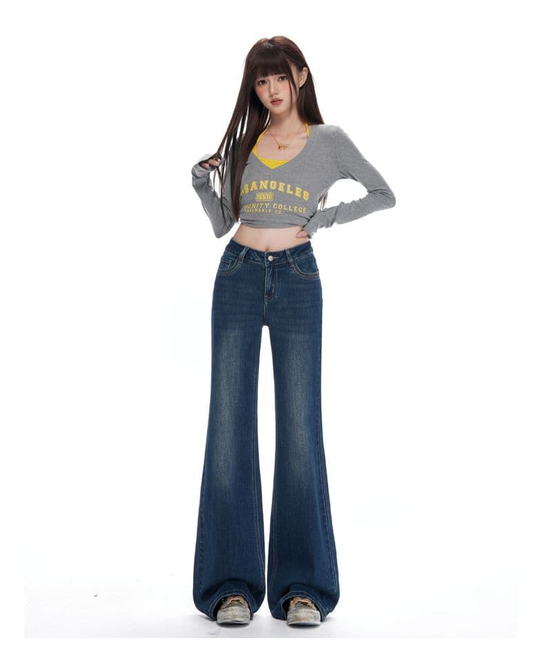 실사 아니요 막대기 다리 호스 슈 바지 부츠컷 청바지 여성 가을 2026 새로운 하이웨이스트 슬림해 보이는 상세 이미지 20