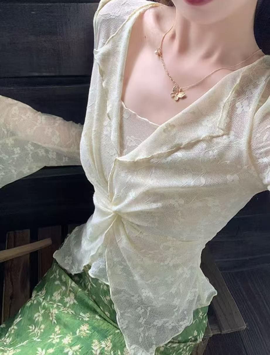 평생 로마의 녹색 岚 매몰 여름 디자인 센스 비틀림 레이스 외부 잡아라. 의류 녹색 岚 매몰 여름 꽃무늬 반신 스커트 이미지 5