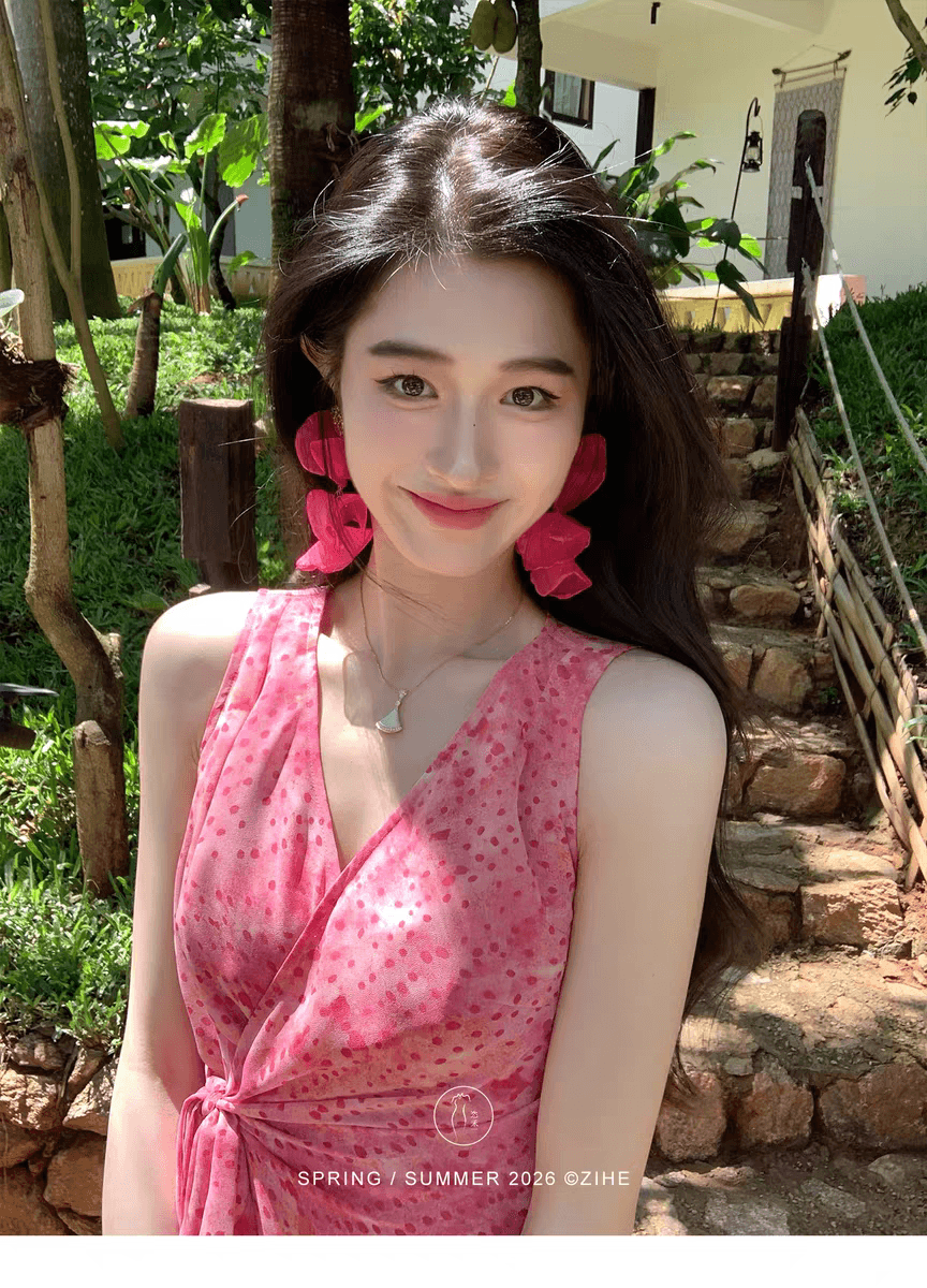 다이 라임 남자 여름 521 9 30 생방송 7 접기 새로운 프랑스식 핑크색 도트 무늬 조끼 원피스 상세 이미지 8